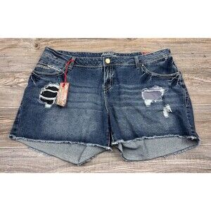 Amethyst Jeans Denim Shorts Plus Size 20‎ "Be Beautiful"  Distressed Cut-Off NWT